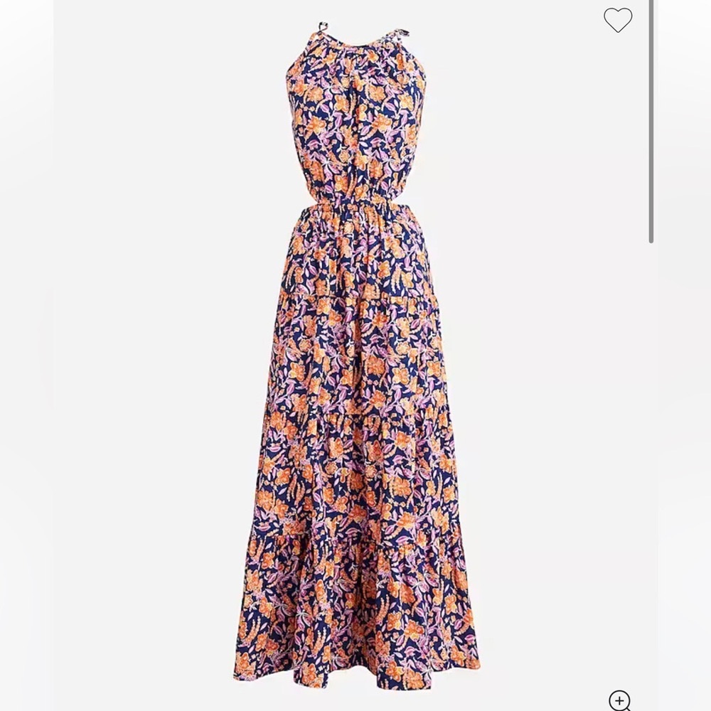 J. Crew Harborside Navy Floral Cutout Maxi Dress